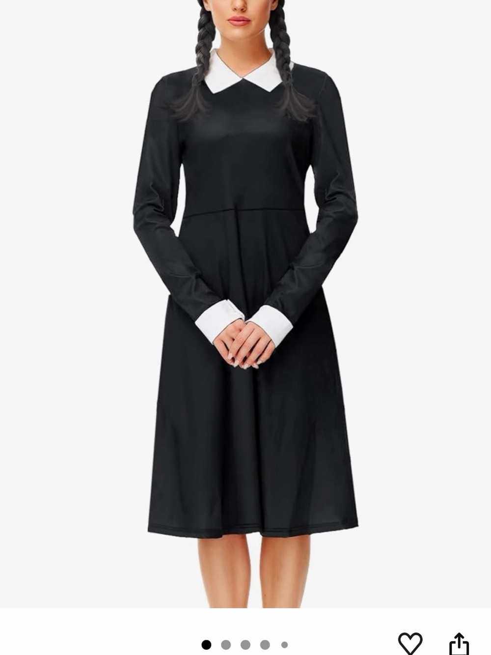 Spirit Black Long-Sleeve Dress with White Collar & Cuffs